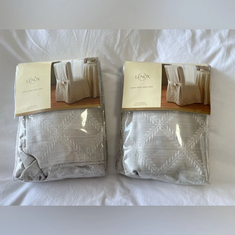 Lenox | Lot 2 | Platinum Laurel Leaf Dining Room Chair Covers | Universal 42”